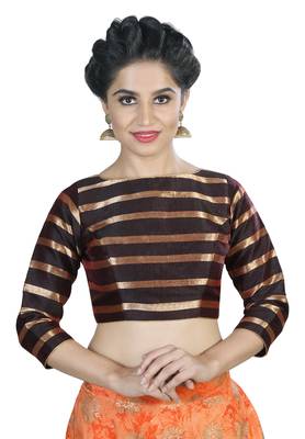 Women's Brown Color Stripe Readymade Blouse 1