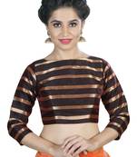 Women's Brown Color Stripe Readymade Blouse