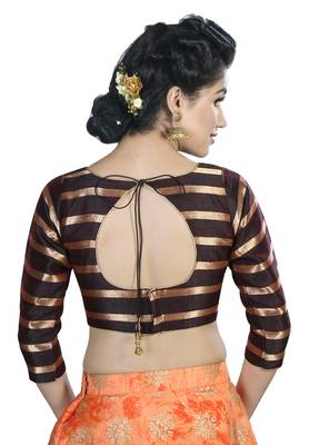 Women's Brown Color Stripe Readymade Blouse 2