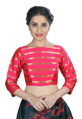 Women's Pink Color Stripe Readymade Blouse 1