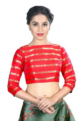 Women's Red Color Stripe Readymade Blouse 1