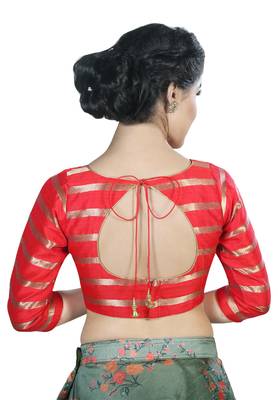 Women's Red Color Stripe Readymade Blouse 2