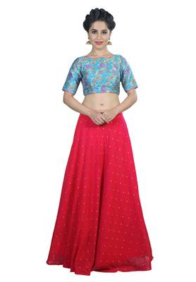 Women's Blue Color Brocade Readymade Blouse 3