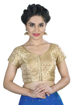Women'S Gold Color Brocade Readymade Blouse 1