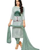 White Printed Cotton Salwar With Dupatta