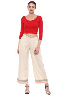 Red Cotton Lycra Stretchable Readymade Free Size Blouse For Women 2