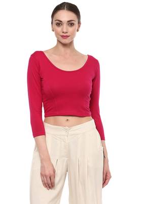 Pink Cotton Lycra Stretchable Readymade Free Size Blouse For Women 1