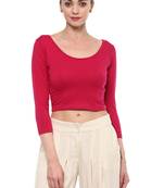 Pink Cotton Lycra Stretchable Readymade Free Size Blouse For Women