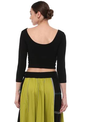 Black Cotton Lycra Stretchable Readymade Free Size Blouse For Women 3