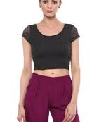 Grey Cotton Lycra Stretchable Readymade Free Size Blouse For Women