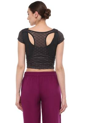 Grey Cotton Lycra Stretchable Readymade Free Size Blouse For Women 3