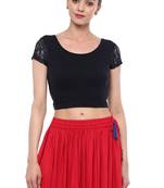 Black Cotton Lycra Stretchable Readymade Free Size Blouse For Women