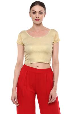 Light Gold Cotton Lycra Stretchable Readymade Free Size Blouse For Women 1