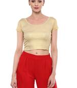 Light Gold Cotton Lycra Stretchable Readymade Free Size Blouse For Women