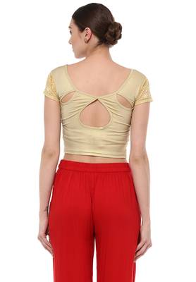 Light Gold Cotton Lycra Stretchable Readymade Free Size Blouse For Women 3