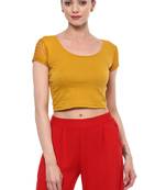 Dark Gold Cotton Lycra Stretchable Readymade Free Size Blouse For Women