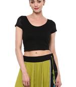 Black Cotton Lycra Stretchable Readymade Free Size Blouse For Women