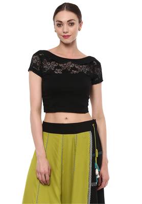 Black Cotton Lycra Stretchable Readymade Free Size Blouse For Women 1