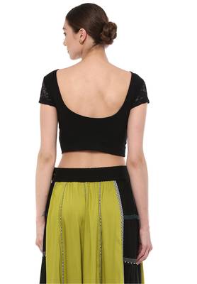 Black Cotton Lycra Stretchable Readymade Free Size Blouse For Women 3