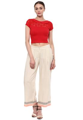 Red Cotton Lycra Stretchable Readymade Free Size Blouse For Women 2