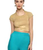 Women's Gold Cotton Lycra Stretchable Readymade Free Size Blouse