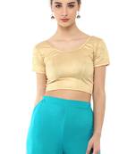 Women's Gold Cotton Lycra Stretchable Readymade Free Size Blouse