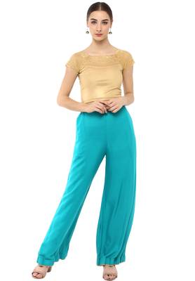 Women's Gold Cotton Lycra Stretchable Readymade Free Size Blouse 2