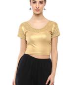 Women's Gold Cotton Lycra Stretchable Readymade Free Size Blouse