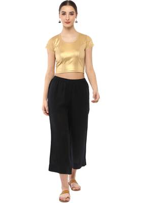 Women's Gold Cotton Lycra Stretchable Readymade Free Size Blouse 1