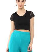 Women's Black Cotton Lycra Stretchable Readymade Free Size Blouse