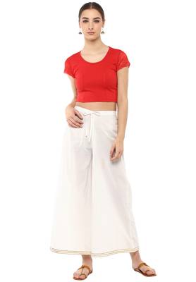 Women'S Red Cotton Lycra Stretchable Readymade Free Size Blouse 2