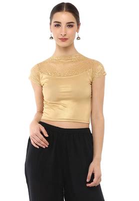 Women's Gold Cotton Lycra Stretchable Readymade Free Size Blouse 1