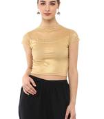 Women's Gold Cotton Lycra Stretchable Readymade Free Size Blouse