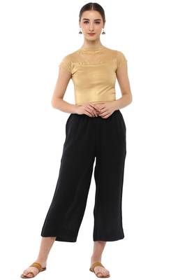 Women's Gold Cotton Lycra Stretchable Readymade Free Size Blouse 2
