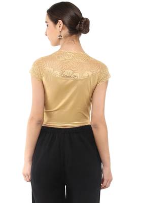 Women's Gold Cotton Lycra Stretchable Readymade Free Size Blouse 3