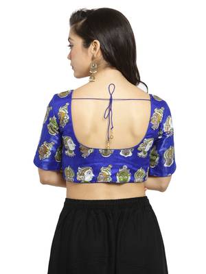 Women'S Banglori Silk Blue Princess Cut Readymade Blouse 2