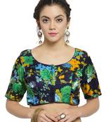 Women's Banglori Silk Blue & Green Princess Cut Readymade Blouse