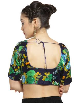 Women's Banglori Silk Blue & Green Princess Cut Readymade Blouse 2