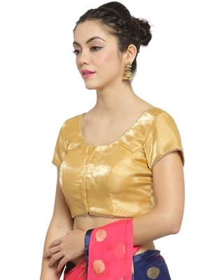 Women's Banglori Silk Gold Princess Cut Readymade Blouse 4
