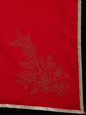 Chhabra 555  Red Embellished Velvet Half and Half saree with blouse 3