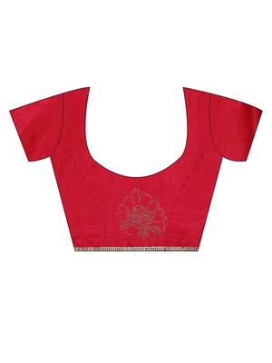 Chhabra 555  Red Embellished Velvet Half and Half saree with blouse 4