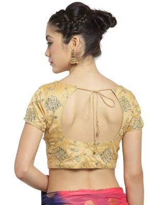 Women'S Dupion Silk Gold Princess Cut Gota Patti Work Readymade Blouse 2