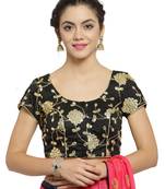 Women's Dupion Silk Black Princess Cut Gota Patti Work Readymade Blouse