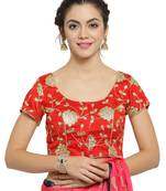 Women's Dupion Silk Red Princess Cut Gota Patti Work Readymade Blouse