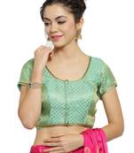 Women's Brocade Pista Green Princess Cut Readymade Blouse