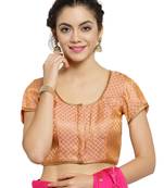 Women'S Brocade Peach Princess Cut Readymade Blouse