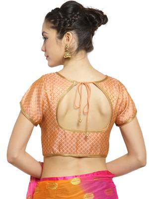 Women'S Brocade Peach Princess Cut Readymade Blouse 2