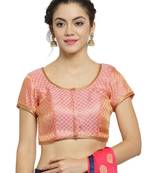 Women'S Brocade Pink Princess Cut Readymade Blouse