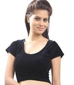 Women's Black Strech Velvet Non Padded Stretchable Readymade Blouse