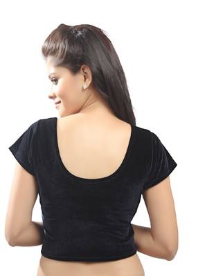 Women's Black Strech Velvet Non Padded Stretchable Readymade Blouse 2